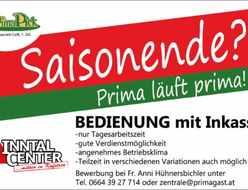Wir suchen Dich – «Bedienung mit Inkasso» | Prima Restaurant-Café Inntalcenter