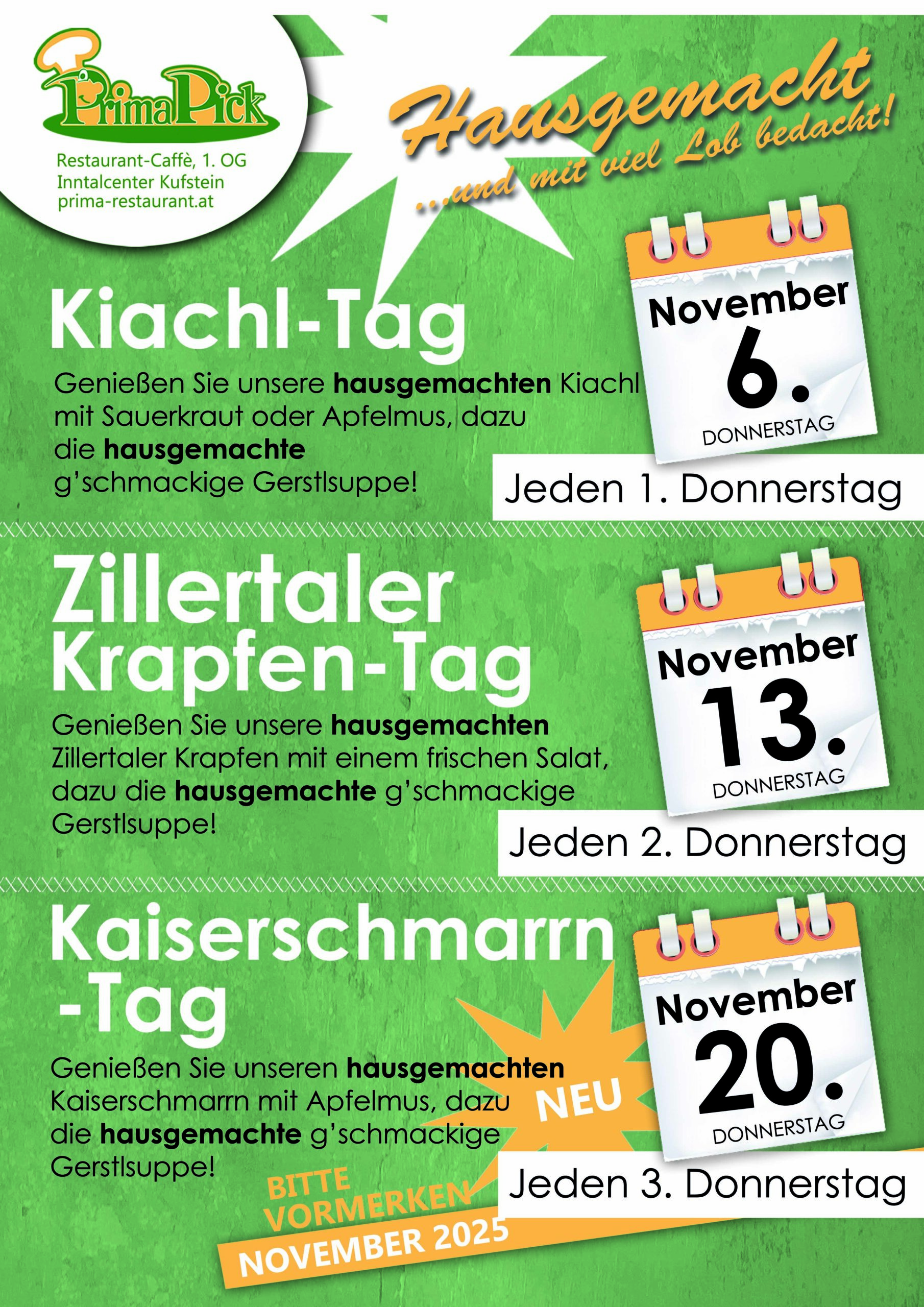 Jeden 1. und 2. Donnerstag im Prima Restaurant