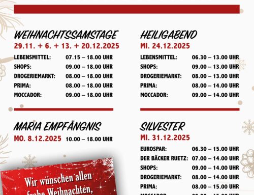 ÖFFNUNGSZEITEN DEZEMBER 2025 – INNTALCENTER KUFSTEIN