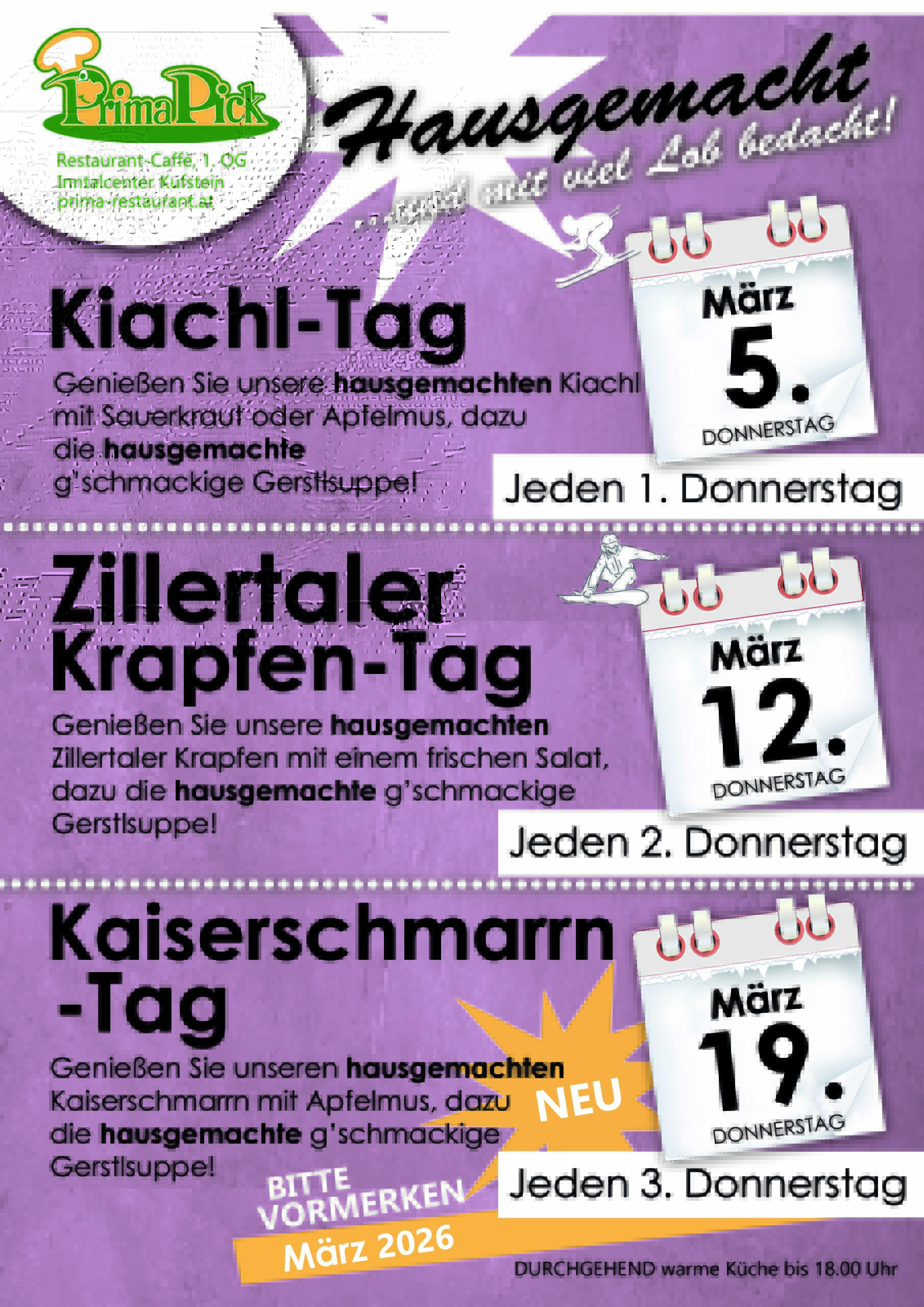 Jeden 1. und 2. Donnerstag im Prima Restaurant